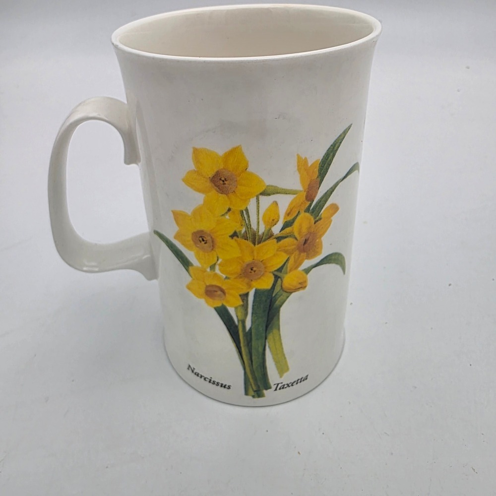 Dunoon Hardwick Redoute Prints Fine Bone China Mug Narcissus Primula England